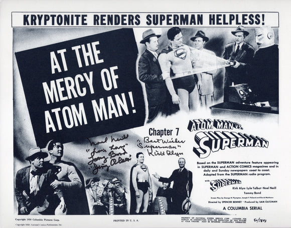 Atom Man vs Superman CAST Signed 11x14 - Alyn, Neill, Bond Autograph #1