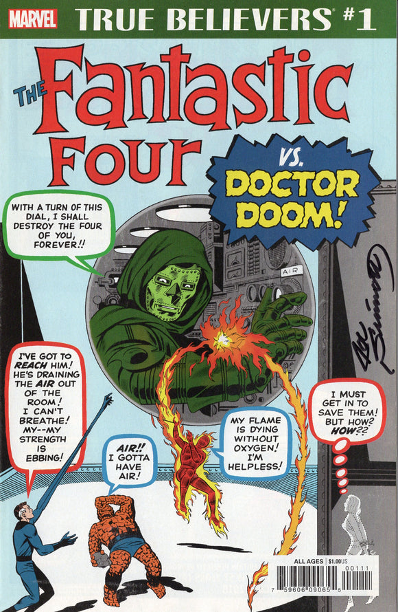 SIGNED True Believers #1, Fantastic Four vs Dr. Doom (Comic Book) - By: Joe Sinnott