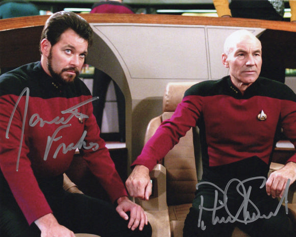 Sir Patrick Stewart & Jonathan Frakes signed 8x10 - Star Trek #1