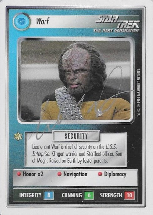 Michael Dorn SIGNED CCG (Worf (WB) Card - Star Trek Autograph