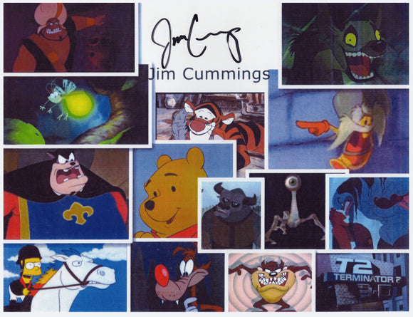 Jim Cummings Signed 8x10 - Cartoon Collage Autograph