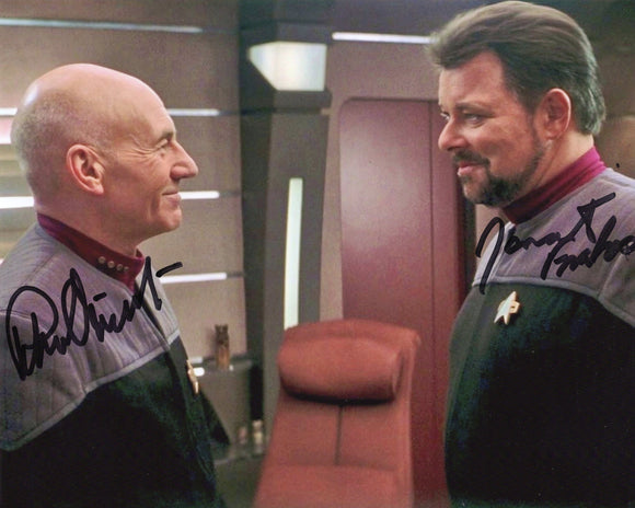 Sir Patrick Stewart & Jonathan Frakes signed 8x10 - Star Trek #2