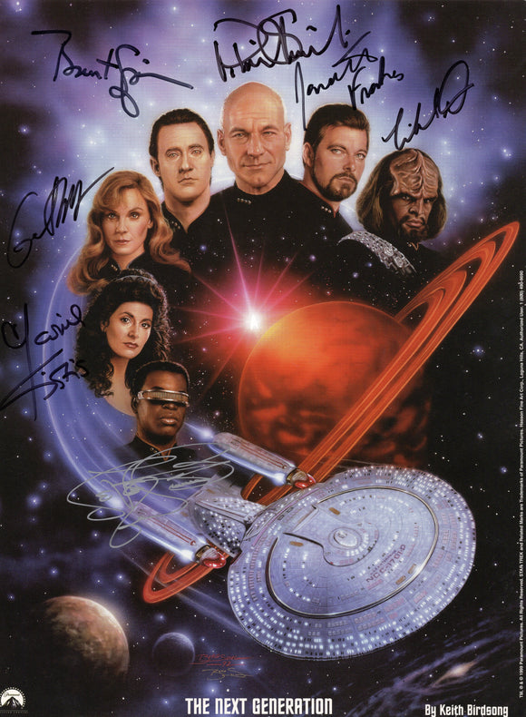 'Star Trek: The Next Generation' Full CAST Signed 12x16 - Stewart, Frakes, Spiner, etc.
